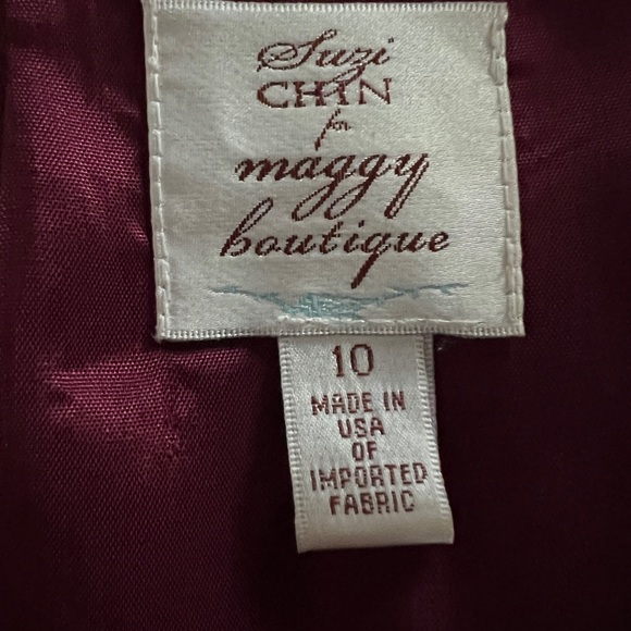 Purple, Red, Black Structured Metallic Cocktail Dress with Sweetheart Neckline - Picture 3 of 4